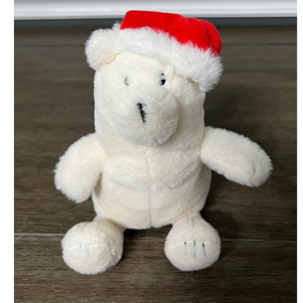 Giggle Scope Christmas Plush Bear Stuffed Animal White Holiday Santa Hat Toy